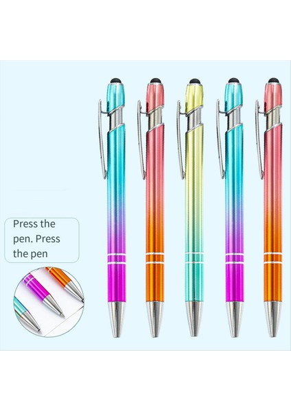 50PCS Gradyan Metal Beyaz Kalemleri Kırtasiye Ofis Okulu Malzemeleri Yazmak Için Dokunmatik Top Kalem B (Yurt Dışından) fiyatları
