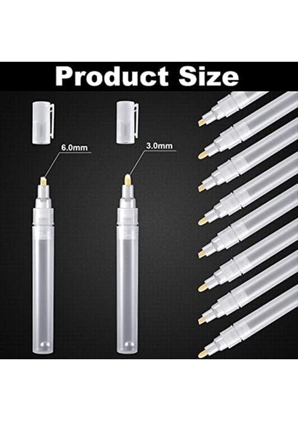 24 Paket 6 mm 3 mm Boş Doldurabilen Boş Boya Rötuş Yukarı Kalem Işaretleri Yuvarlak Eğik Baş Boya Işaretçisi Kalemler Akrilik Boya Kalemleri (Yurt Dışından) fırsatları