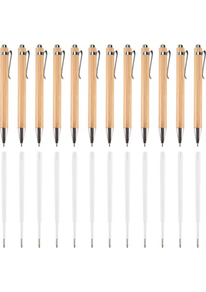 12 Adet Bambu Geri Çekilebilir Beyaz Kalem 24 Doldurma Ofis Ürünleri Pens Bambu Beyaz Kalem Ahşap Beyaz Kalemleri (Yurt Dışından)