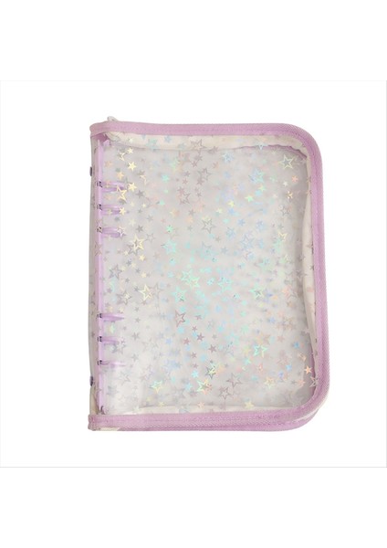 A5 Bütçe Bağlayıcı Kapağı Fermuarlı Parıltılı Yıldızlar A5 6 Halka Bağlayıcı Planlayıcısı Net Pvc Yeniden Doldurulabilir Dizüstü Bilgisayar Kabuğu Mor (Yurt Dışından)