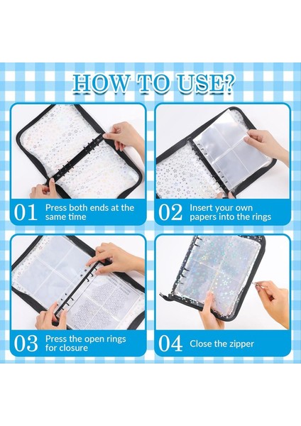 A5 Bütçe Bağlayıcı Kapağı Fermuarlı Parıltılı Yıldızlar A5 6 Halka Bağlayıcı Planlayıcısı Net Pvc Yeniden Doldurulabilir Dizüstü Bilgisayar Kabuğu Mor (Yurt Dışından) fırsatları