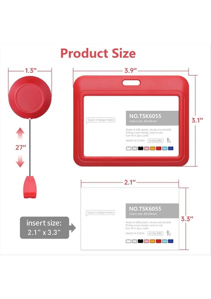 Geri Çekilebilir Rozet Tutucular Geri Çekilebilir Rozet Makarası Klipsli Plastik Sürgülü Kimlik Rozeti Tutucu 3 Paket Yatay Kırmızı (Yurt Dışından) fiyatları