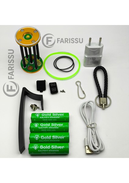 Gold Silver GS-14200 Profesyonel Şarjlı El Feneri 50W 5000 Lümen - Powerbank Özellikli