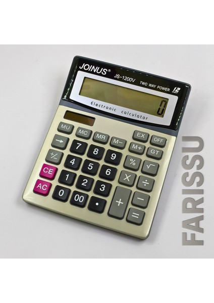Joınus JS-1200V 12 Hane Büyük Ekran Iki Yönlü Güç Kaynaklı Masaüstü Hesap Makinesi