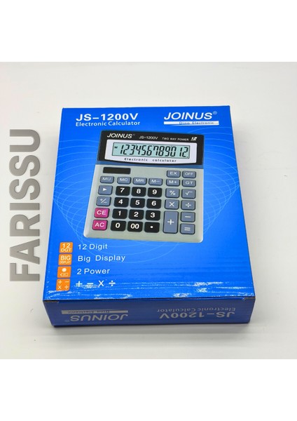 Joınus JS-1200V 12 Hane Büyük Ekran Iki Yönlü Güç Kaynaklı Masaüstü Hesap Makinesi