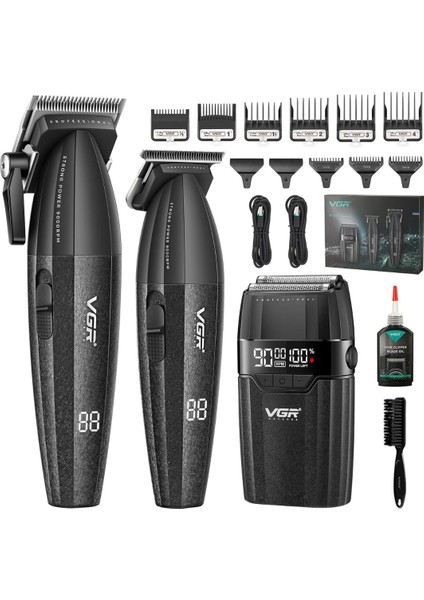 V-6740S3 Profesyonel Kablosuz Saç ve Sakal Kesme Makinesi – 3 In 1 Tıraş Seti