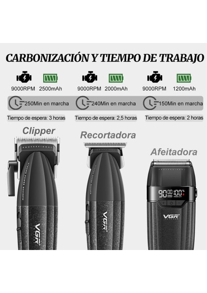 V-6740S3 Profesyonel Kablosuz Saç ve Sakal Kesme Makinesi – 3 In 1 Tıraş Seti