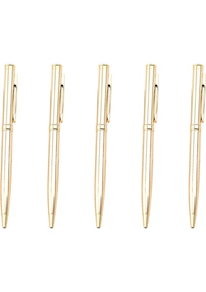 5x Metal Beyin Pen Paslanmaz Çelik Dönen Top Kalem Okul Ofisi Parlak Yazma Noktası 1 0mm (Altın) (Yurt Dışından)