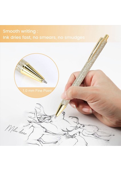 Beyin Pens 5pcs Geri Çekilebilir Kalem Siyah Mürekkep Orta Nokta (1 0mm) Ball Pens Gül Pose Altın Ofis Malzemeleri Erkekler Kadınlar Öğrenciler Işletme (Yurt Dışından) indirimleri