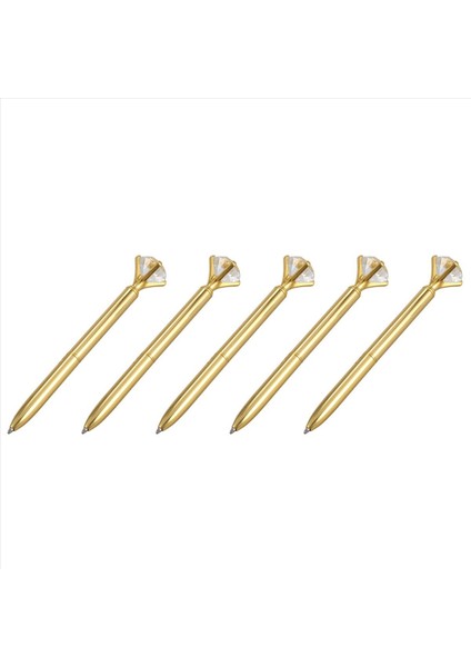 5x Kawaii Beyaz Kalem Alaşım Bal Kalemi Büyük Elmas Siyah Doldurma Kalem Moda Okulu Ofis Malzemeleri Altın (Yurt Dışından)