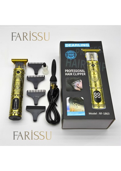 Dearling RF-1863 Antika Tasarım Profesyonel Kablosuz Saç Sakal Traş Makinesi