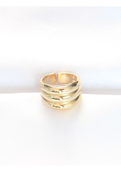 Gold Renk Ayarlanabilir Çizgili Bombe Yüzük fiyatları