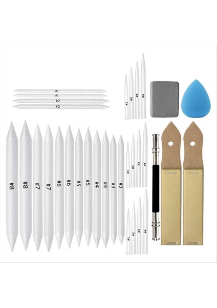 33 Pcs Karıştırma Kütükleri ve Haksız Fiiller Set Sanat Karıştırıcıları Çizim Zımpara Kağıdı Kalemle Kalemle Uzatma Aracı (Yurt Dışından)