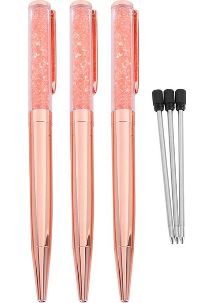 Gül Altın Kalem Bling Kristal Top Noktası Kalem 30 Ekstra Doldurma ile Siyah Mürekkep Kalemi (Gül Altın 30 Paket) (Yurt Dışından) modelleri