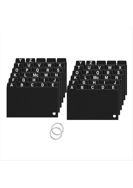 62 Parça Siyah Dizin Kartı Bölücüler 3x5 Alfabetik Sekme Dizin Kartı Çanıkları Halka Dizin Kartı Organizatör (Yurt Dışından)