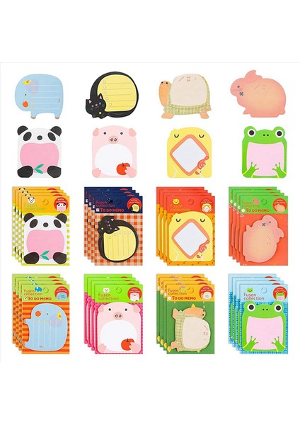 Sevimli Yapışkan Notlar 640 Safa (32 Parça) Mini Hayvan Yapışkan Notlar Set Komik Kendinden Yapışkan Memo Pad Renkli (Yurt Dışından)