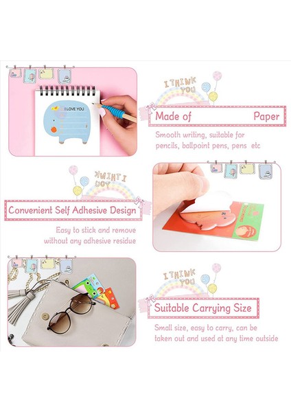 Sevimli Yapışkan Notlar 640 Safa (32 Parça) Mini Hayvan Yapışkan Notlar Set Komik Kendinden Yapışkan Memo Pad Renkli (Yurt Dışından) fırsatları