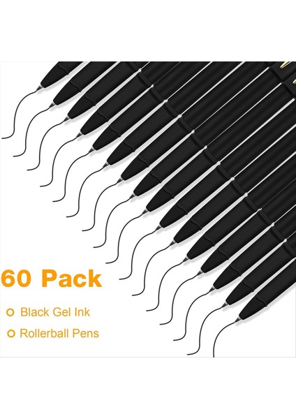 60 Pcs Siyah Jel Mürekkep Kalemleri Rollerball Kalemler Toplu Ultra Ince Nokta Silindir Balo Kalemleri Ofis Okul Yazma Için Jel Kalemler (Yurt Dışından) fiyatları