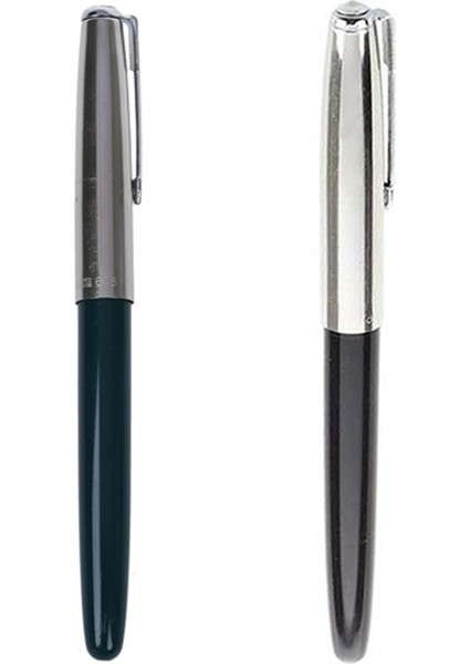 2pcs 616 Çeşme Kalemi Kapşonlu Gümüş Nib Namlu Küçük Vintage Yeşil ve Siyah (Yurt Dışından)