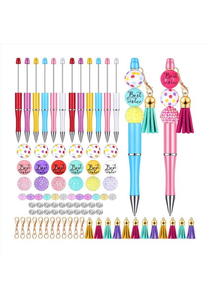 12 Adet Boncuklu Kalemler Çeşitli Renkli Boncuk Boncuk Kalemler Boncuklar Kalem Diy Yapım Kiti Çok Molor Beyaz Kalem Çocuklar Için (Yurt Dışından)