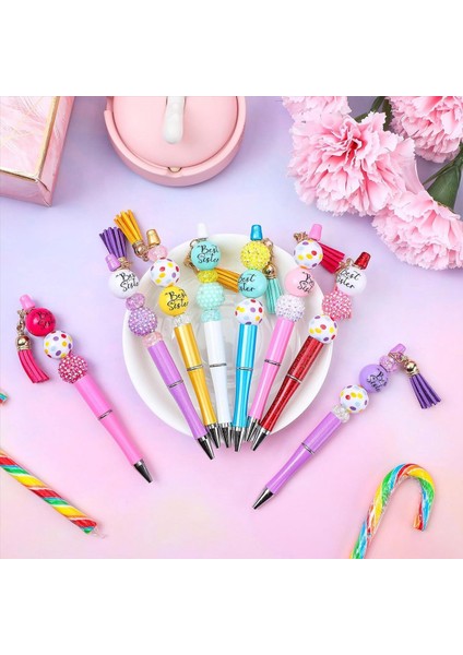12 Adet Boncuklu Kalemler Çeşitli Renkli Boncuk Boncuk Kalemler Boncuklar Kalem Diy Yapım Kiti Çok Molor Beyaz Kalem Çocuklar Için (Yurt Dışından) fırsatları