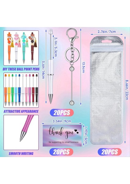 Beadable Pen Beadable Keychain Çubukları Yeniden Yerleştirilebilir Koruma Çantası ve Teşekkürler Kartlar Set Craft Pen Yapan Kit Si (Yurt Dışından) fırsatları
