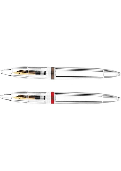 2 Adet 0 5mm Nib Çeşme Kalemi Gözlü Kapasiteli Şeffaf Kalemler Ofis Okul Malzemeleri Gri ve Kırmızı (Yurt Dışından)