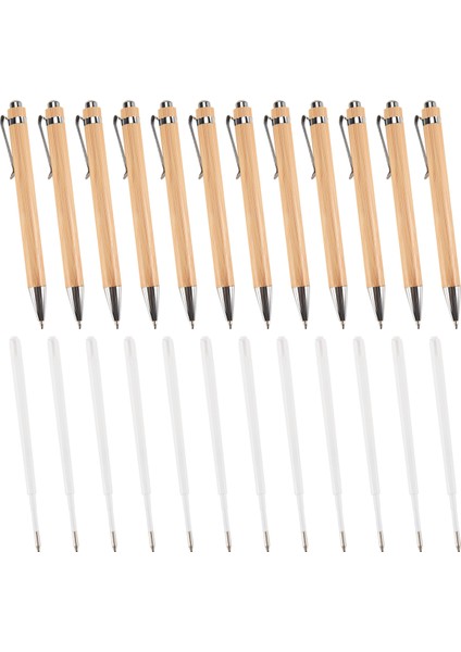 12 Adet Bambu Geri Çekilebilir Beyaz Kalem 24 Doldurma Ofis Ürünleri Pens Bambu Beyaz Kalem Ahşap Beyaz Kalemleri (Yurt Dışından) modelleri