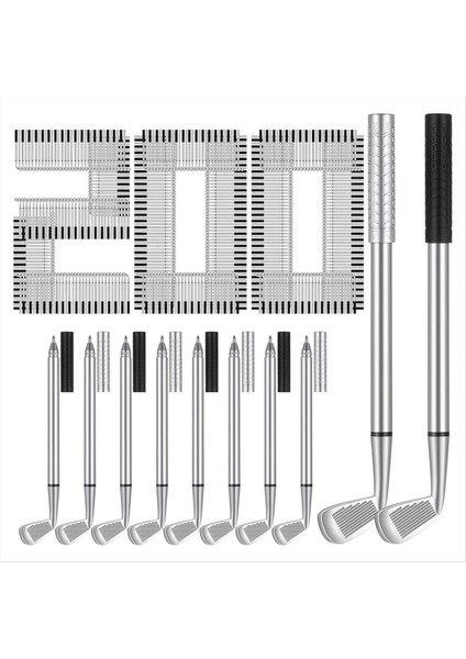 200PCS Golf Beyaz Pens Dekoratif Golf Kulübü Kalemleri Ofis Meslektaşları Ofis Kırtasiye Malzemeleri Siyah+Gümüş (Yurt Dışından)