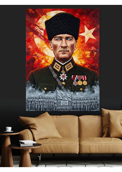 Askeri Üniformalı Atatürk Portresi Dekoratif Kanvas - Mdf Ahşap Tablo modelleri
