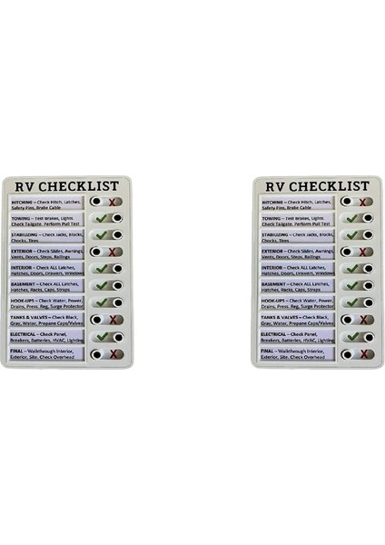 2x Rv Kontrol Listesi Memo Plastik Kart Çıkarılabilir ve Yeniden Kullanılabilir Yaratıcı Memo Kontrol Listesi Kontrol Öğeleri ve Form (Yurt Dışından)