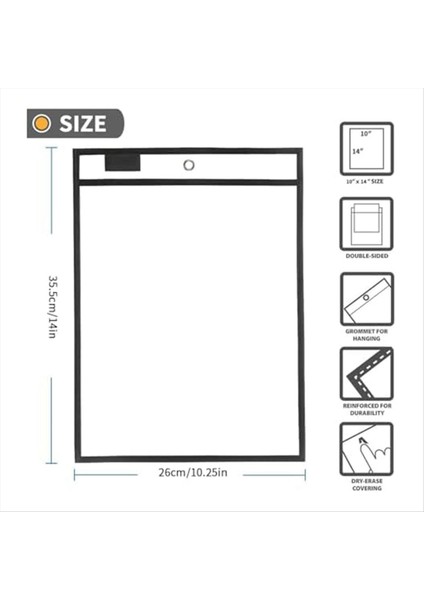 50PCS Iş Bilet Sahipleri Kuru Silme Cepleri 10X14 Inç Siyah Kağıt Için Yeniden Kullanılabilir Plastik Kollar Açık Dükkan Bilet Sahipleri (Yurt Dışından) indirimleri