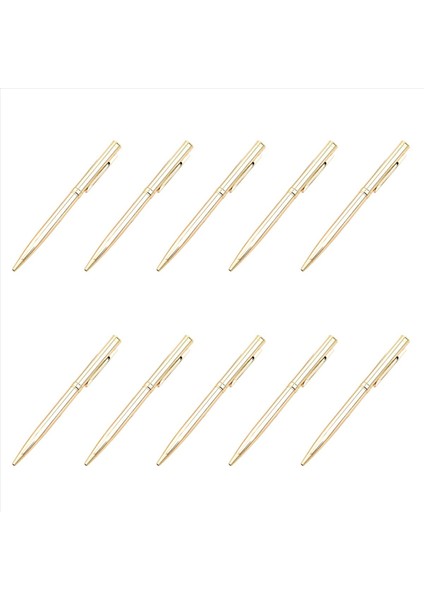 10X Metal Beyin Kalem Paslanmaz Çelik Dönen Top Kalem Okul Ofisi Parlak Yazma Noktası 1 0mm (Altın) (Yurt Dışından)