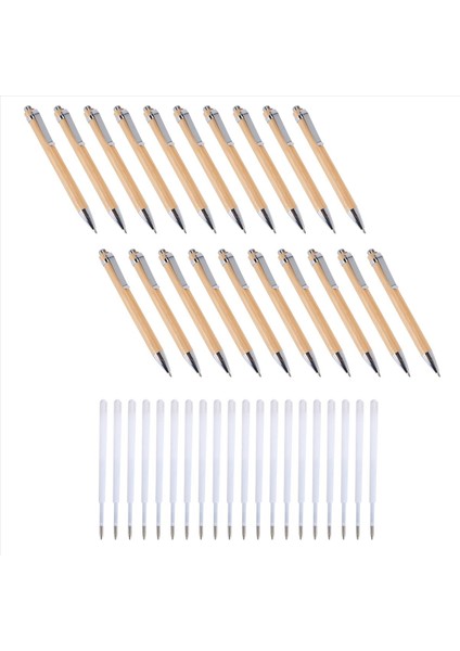 20 Adet Bambu Geri Çekilebilir Tükenebilir Kalem ve 20 Adet Ekstra Doldurma Siyah Mürekkep 1 mm Bambu Kalem Geri Çekilebilir Ahşap Kalemler (Yurt Dışından) modelleri