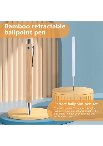 20 Adet Bambu Geri Çekilebilir Tükenebilir Kalem ve 20 Adet Ekstra Doldurma Siyah Mürekkep 1 mm Bambu Kalem Geri Çekilebilir Ahşap Kalemler (Yurt Dışından) fırsatları