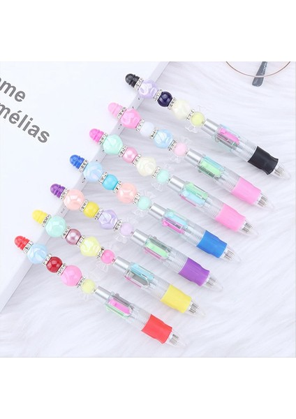 24PCS Çok Renkli Boncuklu Kalemler 4&#39 Ü 1 Arada Renkli Boncuklu Kalemler Geri Çekilebilir Tükenebilir Kalemler Dıy Yapım Kiti Ofis Için (Yurt Dışından) modelleri