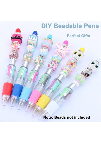24PCS Çok Renkli Boncuklu Kalemler 4&#39 Ü 1 Arada Renkli Boncuklu Kalemler Geri Çekilebilir Tükenebilir Kalemler Dıy Yapım Kiti Ofis Için (Yurt Dışından) fırsatları