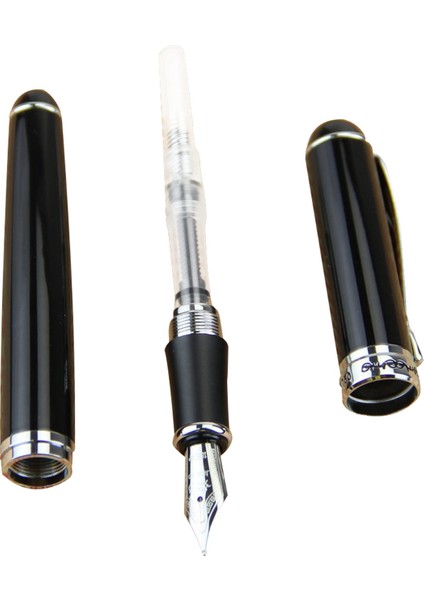 Jinhao 1pcs X750 Deluxe Siyah Çeşme Kalem Orta Nıb &amp 1 Pcs Klasik Gümüş Ct Çeşme Kalemi Pürüzsüz Yazma Kalemi (Yurt Dışından) fırsatları