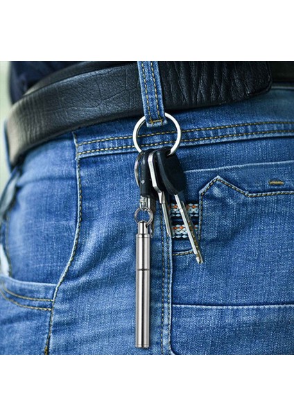 2x Taşınabilir Anahtar Halka Paslanmaz Çelik Teleskopik Kalem Teleskopik Tükürük Pen Anahtarlık Aracı Açık Hava Seyahati (Yurt Dışından) fiyatları