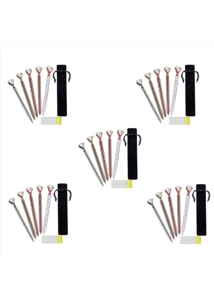 25 Adet Büyük Kristal Elmas Tükenmez Kalem Tükenmez Kalem Ofis Malzemeleri 25 Tükenmez Kalem Doldurma 5 Siyah Kadife Çanta ile (Yurt Dışından)