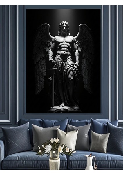 Korkunç Melek Savaşçı Heykel Dekoratif Kanvas - Mdf Ahşap Tablo fiyatları