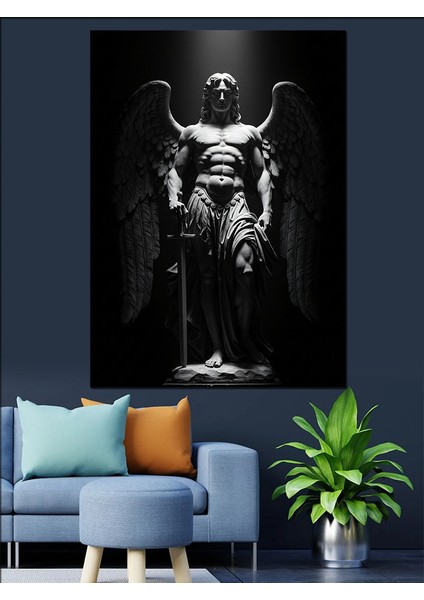 Korkunç Melek Savaşçı Heykel Dekoratif Kanvas - Mdf Ahşap Tablo modelleri