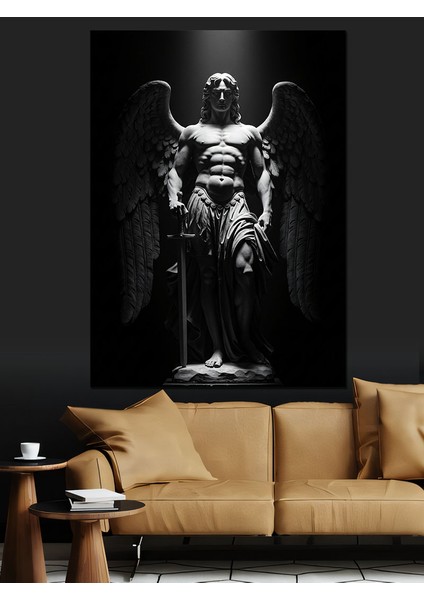 Korkunç Melek Savaşçı Heykel Dekoratif Kanvas - Mdf Ahşap Tablo fırsatları
