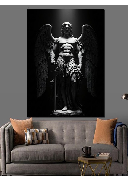 Korkunç Melek Savaşçı Heykel Dekoratif Kanvas - Mdf Ahşap Tablo indirimleri