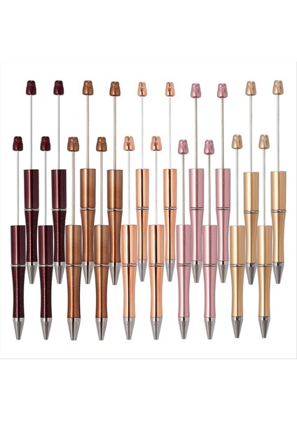 25PCS Dıy Kalem Süslemeleri Için Plastik Boncuk Kalemleri Ofis Okulu Kahverengi Kahve Altın Pembe Altın Başlık (Yurt Dışından)