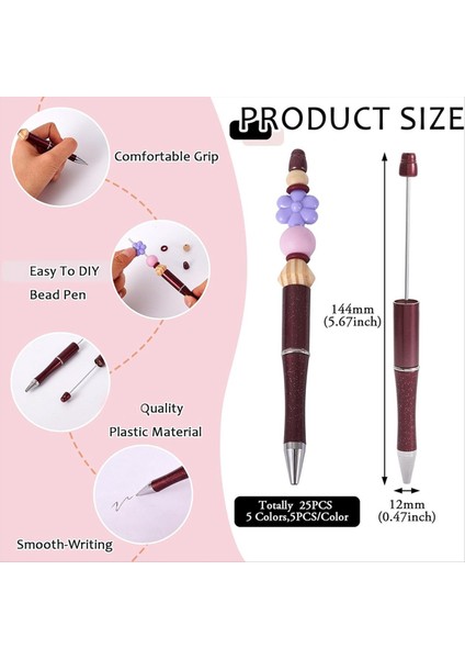 25PCS Dıy Kalem Süslemeleri Için Plastik Boncuk Kalemleri Ofis Okulu Kahverengi Kahve Altın Pembe Altın Başlık (Yurt Dışından) modelleri