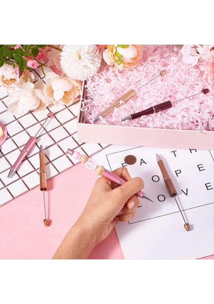 25PCS Dıy Kalem Süslemeleri Için Plastik Boncuk Kalemleri Ofis Okulu Kahverengi Kahve Altın Pembe Altın Başlık (Yurt Dışından) fırsatları