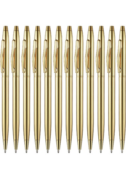 12 Pcs Gold Ince Beyaz Kalemler Siyah Mürekkep 1 mm Orta Nokta Öğrenciler Için Metalik Geri Çekilebilir Kalemler Öğretmenler Ofisi (Yurt Dışından)