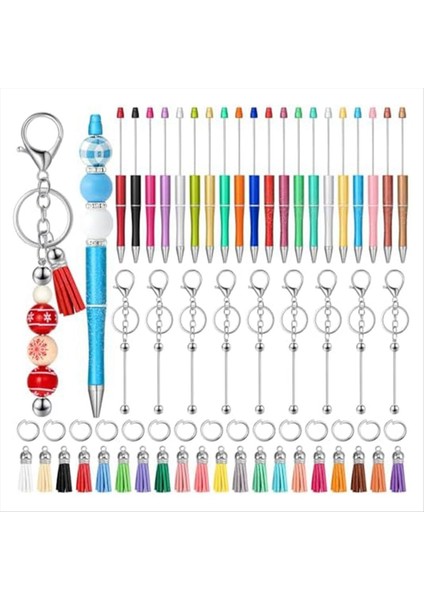 20PCS Boncuklu Kalemler 20PCS Boncuklu Anahtar Zincir Çubukları Dıy Anahtarlık Malzemeleri Kalem Yapım Malzemeleri Zanaat Projeleri Için Püsküllü (Yurt Dışından)