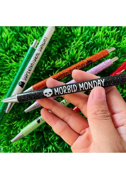 7pcs Cadılar Bayramı Hafta Içi Kalemler Parıltılı Kalem Komik Sözler ile Canlı Pasif Süslü Kalemler Sevimli Ler (Yurt Dışından) fiyatları